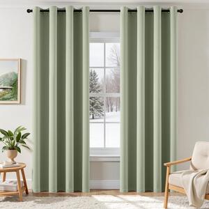 Solidchoice - Tende oscuranti in tessuto morbido, colore verde salvia - Tende opache per soggiorno e camera da letto (225 cm, set di 2)