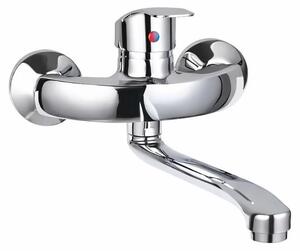Miscelatore per vasca da bagno, montaggio a parete, finitura cromata | Design moderno con bocchetta di scarico allungata