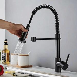 Rubinetti da cucina in nichel spazzolato, estensibili. Miscelatore monocomando da cucina, da montare a incasso. Modello "Stream"