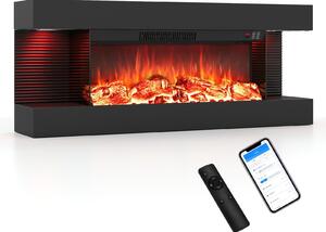 COSTWAY, caminetto elettrico da 32 pollici, a 3 lati, caminetto decorativo con riscaldamento da 750W/1500W, caminetto da parete con luci LED laterali, effetto fiamma 3D, 12 colori di fiamma e timer