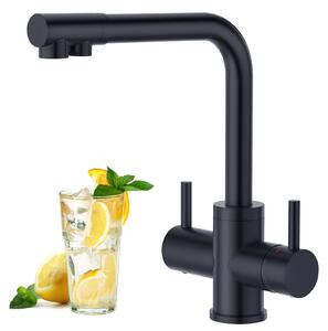 Rubinetto da cucina a tre vie con due manopole per acqua potabile