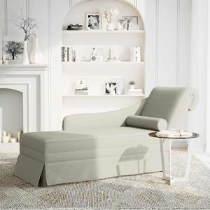 VidaXL Chaise longue con bracciolo destro e bolster in velluto crema