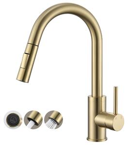 Rubinetto da cucina con doccetta estraibile in oro