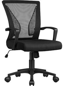 Sedia da ufficio ergonomica Yaheetech, con rivestimento in rete traspirante, colore nero