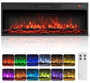 COSTWAY, caminetto elettrico da 36 pollici, riscaldamento da 750W/1500W, termostato regolabile da 18°C a 35°C, caminetto decorativo con 13 colori di fiamma, 3 livelli di luminosità, telecomando, touchscreen e timer