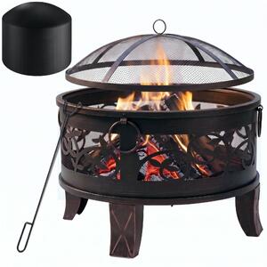 Gardebruk Braciere Rotondo Ø 67cm Acciaio Parascintille Attizzatoio Bracieri da Esterno Giardino