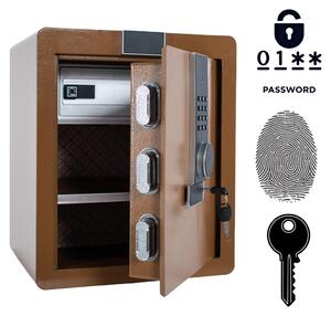 Cassaforte domestica blindata biometrica con impronta digitale 45x38x32 cm Marrone
