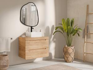 Mobile bagno sospeso e lavabo da appoggio quadrato 80 cm Naturale - ARUBA