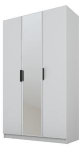 PAWS MOBEL Armadio grigio inclinabile 120x52x200 cm, armadio a tre ante aperto con specchio, con ripiani e appendini