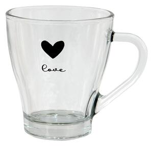 Mug in Vetro Trasparente Love decoro Cuore Nero - Clayre & Eef