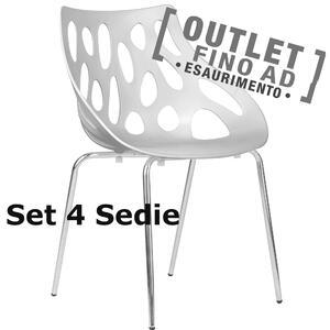 Sedia Direzionale in polipropilene (SET 4 PEZZI) con Telaio di Acciaio Dimensioni 57,5x52,5x h 80 cm - peso 8,5 kg colore Bianco