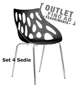Sedia Direzionale in polipropilene (SET 4 PEZZI) con Telaio di Acciaio Dimensioni 57,5x52,5x h 80 cm - peso 8,5 kg colore colore Nero