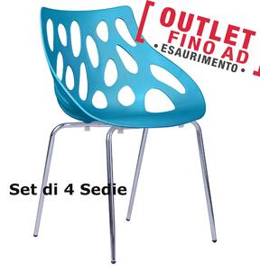 Sedia Direzionale in polipropilene (SET 4 PEZZI) con Telaio di Acciaio Dimensioni 57,5x52,5x h 80 cm - peso 8,5 kg colore Blu chiaro