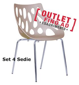 Sedia Direzionale in polipropilene (SET 4 PEZZI) con Telaio di Acciaio Dimensioni 57,5x52,5x h 80 cm - peso 8,5 kg colore Marrone chiaro