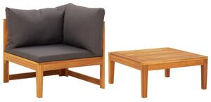 Set Divani Giardino 2 pz con Cuscini Grigio Scuro Legno Acacia