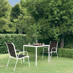 Set da Pranzo da Giardino 3 pz in Acciaio Nero