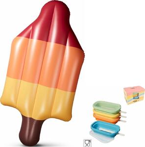 Materasso gonfiabile - gelato a razzo - 161 x 78 x 25 cm & ghiaccioli - & stampi per ghiaccio - silicone - 95 ml - set di 4 pezzi