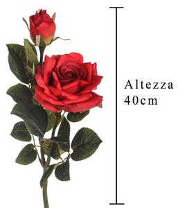 Set 24 Rose X 2 Artificiali con Gambo Corto Altezza 40 cm Rosso