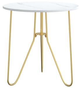 Tavolino da Salotto Oro e Marmo Bianco 48 cm in MDF e Ferro