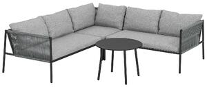 Outsunny Salotto da Giardino in Rattan con Divano Angolare Modulabile, Tavolino da Caffè e Cuscini, Grigio