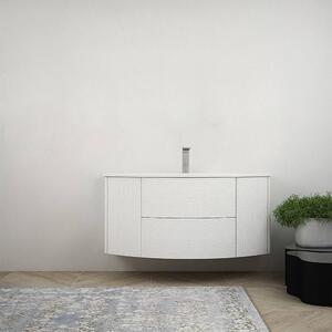 Mobile bagno Bianco frassino sospeso moderno 120 cm con cassettoni soft close
