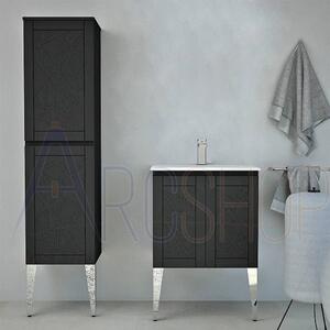 Mobile bagno a terra 60 cm finitura grafite con colonna e lavabo in ceramica