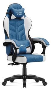 Sedia da gioco Huzaro Force 2.7 Blue - sedia ergonomica girevole in velluto con schienale regolabile, cuscino lombare e poggiatesta, fino a 140 kg