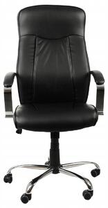 Sedia da ufficio ergonomica girevole ZN-9152, rivestita in ecopelle, con funzione reclinabile, ruote morbide, nero