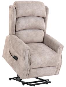 HOMCOM Poltrona Alzapersone Elettrica Massaggi a Vibrazione e Calore, Poltrona Relax Elettrica in Velluto, 80x160x82 cm, Beige | Aosom Italy