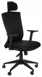Sedia da ufficio ergonomica girevole HG-0004F, base in nylon, braccioli regolabili, poggiatesta, nero