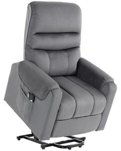 HOMCOM Poltrona Alzapersone Elettrica Massaggio a Vibrazione e Riscaldamento, Poltrona Relax Elettrica in Velluto, Grigio Scuro | Aosom Italy