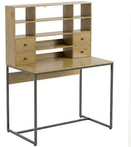 HOMCOM Scrivania per Computer con 4 Cassetti, Scrivania con Contenitore e Scaffali Aperti, 105x60 cm, Legno Naturale | Aosom Italy