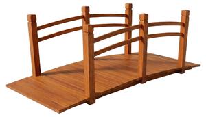 Ponte da giardino Relaxdays, con ringhiera, in legno di abete, per laghetto da giardino, A x L x P: 55 x 150 x 67 cm, 150 kg, ponte in legno, arancione