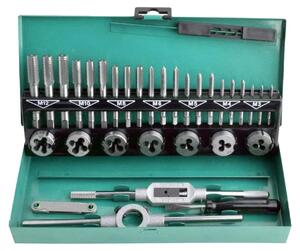 AW Tools - Set di maschi per filettare, acciaio (confezione da 32 pezzi) AW3035 (taglia unica) (argento)