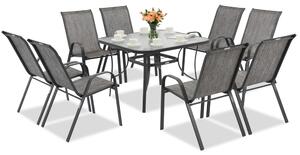Set di mobili da giardino in metallo grigio Modena per 8 persone con tavolo quadrato Garden Point