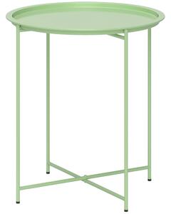 Tavolino da Giardino Ø46x50 cm con Vassoio Rimovibile e Gambe Pieghevoli in Acciaio Verde