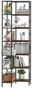 HOMCOM Libreria Angolare Industriale a 7 Livelli, in Legno e Acciaio, 60x60x198 cm, Marrone Rustico | Aosom Italy