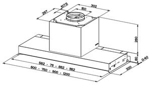 Faber Cappa Cucina Aspirante/Filtrante Sottopensile Incasso 90 cm Profondit 32 cm 690 m/h colore Inox - 305.0626.489