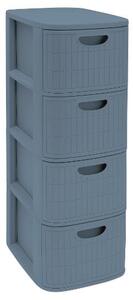 STEFANPLAST Cassettiera Multiuso Salvaspazio 4 Cassetti in Polipropilene riciclato 30x40x80 cm colore Smoky blue - DOMUS HOME COLLECTION