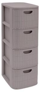 STEFANPLAST Cassettiera Multiuso Salvaspazio 4 Cassetti in Plastica 30x40x80 cm colore Greige - DOMUS HOME COLLECTION