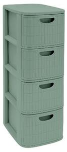 STEFANPLAST Cassettiera Multiuso Salvaspazio 4 Cassetti in Polipropilene riciclato 30x40x80 cm colore Green tea - DOMUS HOME COLLECTION