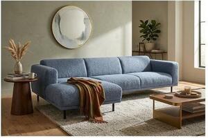 Mebel Divano Angolare 3 Posti Moderno con Penisola Sinistra in Tessuto Dimensioni 280x157x71 cm colore Grigio chiaro - BALENA