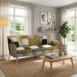 Buybuy Divano 3 Posti Moderno in Tessuto Dimensioni 190x73x78 cm colore Patchwork - Autunno