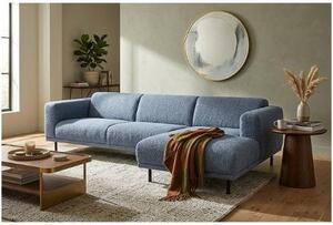 Mebel Divano Angolare 3 Posti Moderno con Penisola Destra in Tessuto Dimensioni 280x157x71 cm colore Grigio chiaro - BALENA