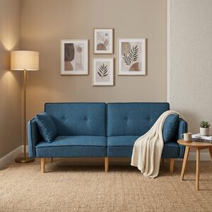 DecHome Divano Letto 2 Posti Moderno in Tessuto Dimensioni 187x91x83 cm colore Blu - Relaxa