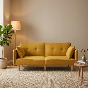 DecHome Divano Letto 2 Posti Moderno in Tessuto Dimensioni 187x91x83 cm colore Giallo - Relaxa