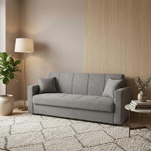 Modams Divano Letto Clic-Clac 3 Posti Moderno Vano Contenitore in Tessuto Dimensioni 214x80x87 cm colore Grigio