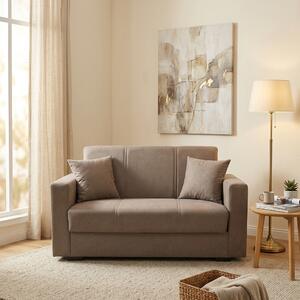 Modams Divano Letto Clic-Clac 2 Posti Moderno Vano Contenitore in Tessuto Dimensioni 152x80x87 cm colore Marrone