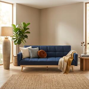 DecHome Divano Letto 3 Posti Moderno in Tessuto Dimensioni 213x84x84 cm colore Blu - Cocoon