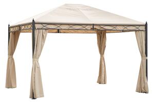 LIF Gazebo da Giardino 3x3,6 mt in Metallo/Poliestere con Tende colore Ecr - FIJI